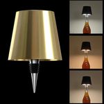 Gutsyluv Wireless Bottle Lamp - 3 Color Stepless Dimming Bottle Table Lamp,Rechargeable Wireless Wine Bottle Lights, Touch LED Wine Bottle Lamp with for Home,Bar,Camping,Travel… (Gold)