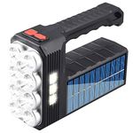11 LED Solar Flashlight, Portable LED Searchlight with COB Sidelight Solar/USB Rechargeable, High Lumens 3 Modes Spotlight Waterproof Torch Light for Fishing Camping Emergency Outdoor