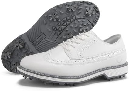 Zakey Golf Shoes Men Spikes Classic Golf Footwears Male Walking Sneakers for Golfers Size 7-14 (White,7)