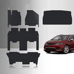 TOUGHPRO Floor Mat Accessories Set Floor Mats + 3rd Row + Cargo Compatible with Chrysler Pacifica Hybrid - Touring Trim - All Weather - Heavy Duty - Black Rubber - 2021