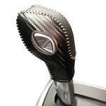 Loncky Black Leather PU Carton Fiber Gear Shift Knob Cover for Ford Focus 2012-2018 /Fiesta 2014-2019 /Fusion S Ford Fusion SE 2013-2016 /Ford Escape 2013-2019 /Ford C-Max 2013-2017 /Transit 2013-2020