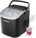 EUHOMY Countertop Ice Maker Machine with Handle, 25.5lbs in 24Hrs, 9 Ice Cubes Ready in 6 Mins, Auto-Cleaning Portable Ice Maker with Basket and Scoop, for Home/Kitchen/Camping/RV. (Black)