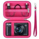 Supmay Hard Carrying Case for Canon PowerShot SX740/SX730/SX720/SX620/G7X Digital Camera, Protective Storage Bag with Zipper Mesh Pocket for Battery Pack, Charging Cable, USB Card, Rosered