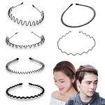 WUBAYI 6Pcs Hair Band,Mens Hair Band Metal Headbands Non-slip Headband Fashion Makeup Headbands Unisex Sports Headband Black Headband for Outdoor, Sports, Weddings,Daily Wear