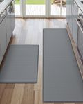 Anti Fatigue Kitchen Rug Sets, 2 Piece Non Skid Cushioned Comfort Standing Kitchen Mat Sets Waterproof and Oil Proof Floor Runner Mat, Easy to Clean, 18"x30"+17"x59"