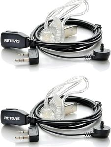 Retevis Talkie Walkie Oreillette Radio Oreillett Compatible BAOFENG JUCJET RT24 RT27 RT622 RT619 Tube Acoustique Transparent Oreillette Convient pour la sécurité, la compétition(2 Pcs)