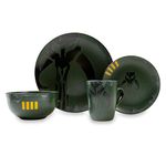 Star Wars Boba Fett Mandalorian Dinnerware Dining Set | Official Star Wars Collectible Stoneware Display | Includes Plates, Bowl, and Mug | 4-Piece Set