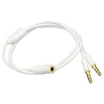 SHANFEILU 3.5mm Headphone Audio Splitter 1 Female to 2 Male TRS Y 3.5mm Splitter Cable Gold-Plated Stereo Jack for PC Smartphone MP4 Earphone Mp3 Speaker 19.68 inch 0.5m White