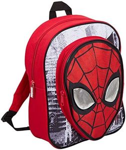 Marvel Boys Spiderman Backpack Kids Avengers School Travel Rucksack Lunch Bag Reflective Eyes With Pocket, Red, One Size