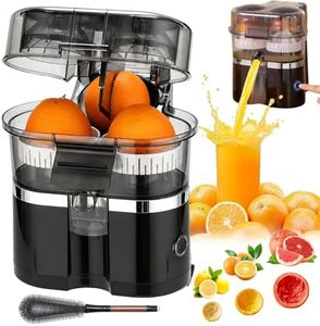 Dual-Head Automatic Citrus Juicer, Electric Citrus Juicer with Power Cord and Cleaning Brush, 1-Button Orange Lemon Lime Squeezer, Detachable Easy Clean Juicers Machine for Kitchen (Black)