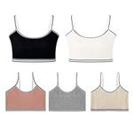 SamHeng Girls Seamless Sports Bras 5 Pack Multicoloured Girls Training Bra Strappy Top for 12-14 Years Back to School