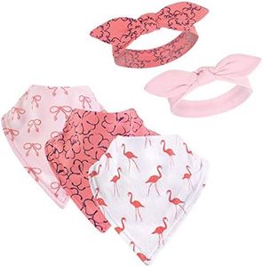 Yoga Sprout Bandana Bib & Accessory Set, 5 Piece, Flamingo