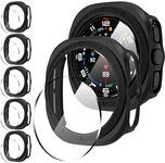 Diruite 5+5 Pack for Samsung Galaxy Watch Ultra 47mm Case+Screen Protector,Scratch Resistant PC Hollow Shell Cover*5&HD Clear Tempered Glass*5 for Samsung Galaxy Watch Ultra 47mm Cases