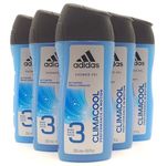 Adidas CLIMACOOL Mens 3 in 1 Shower Gel for Hair Body and Face (Pack of 6) 400ml each