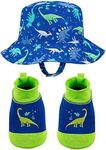 PEAK 2 PEAK Kids Boys and Girls, Baby Swim Dinoaur Hat and Booties Set, Sun Protection UPF 50+ - Age 0-12 Months