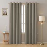 SPACES DRAPE STORY 4-Layered Heavy Polyester Thermal Insulated Noise Reducing 100% Blackout Long Door Curtain - Set of 2 (2.5Ft x 8Ft), Sand Grey