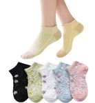 NICSY New Desigen Girls Women’s Comfort Ankle Length Socks No Show Low Cut Socks Multicolor (Free Size Pair Pack) (PACK-5 Floral Ruffle Socks)