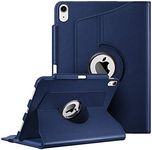 Fintie Rotating Case for iPad Air 11-inch M2 (2024), iPad Air 5th Generation (2022) / Air 4th Gen (2020) 10.9 Inch with Pencil Holder - 360 Degree Rotating Protective Stand Cover, Navy