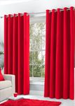 Hachette Thermal Blackout Curtains Eyelet Ring Top Including Pair of Tiebacks (Red, 46" x 54")