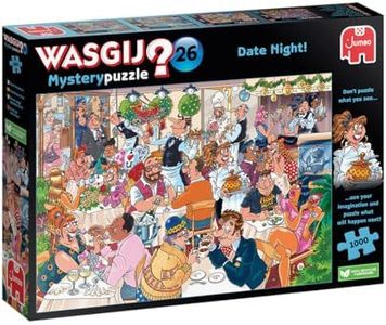 Wasgij Mystery 26, Date Night! - 1000 Piece Jigsaw Puzzles for Adults - Fun Challenging & Brainteasing Adults Jigsaw Puzzle - Puzzle What Happens Next - 100% Recycled Cardboard - 1000pcs - Jumbo