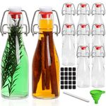 5 oz Flip Top Glass Sauce & Liquor Bottles - 150 ml Glass Spirit Bottles, Clear Small Bottle for Kitchen, Home Brewing Wine&Juicing Containers for Bordeaux Wine, Beverage [10 Pack]