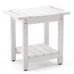 LUE BONA Shower Bench Seat, White HDPS Shower Benches for Inside Shower, Waterproof Shower Stool for Shaving Legs Foot Stool for Spa Bathroom, Weather Resistant/Non-Slip/Handles/Indoor or Outdoor Use