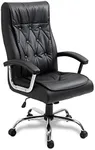 Halter Ergonomic Office Chair for Home Office Desk, Luxury Leather Bonded Executive Chair, Adjustable Height, Padded Comfy Seat, High Back Lumbar Support, Computer Chair for All Day Comfort, Black