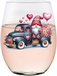 Toasted Tales CUTE CAN GLASS FOR WOMEN - GNOME IN TRUCK 16 OZ CAN GLASS VALENTINES DAY GIFT, BIRTHDAY GIFT FOR MOM - GIFT FOR DAUGHTER FRIEND GIFTS FOR WOMEN (103-12030-D, WINE GLASS)