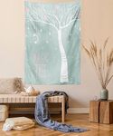 Ambesonne Magic Tapestry, Magic Plant with Stars and Moon Hanging on Branches Simplistic Illustration, Wall Hanging for Bedroom Living Room Dorm, 60" X 80", Almond Green