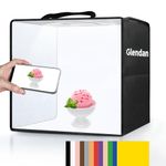 Glendan Portable Light Box Photography: 16"x12" Folding Photo Box with CRI >95 Dimmable 112 LEDs Lights - 12 Color Backdrops for Small Size Products Photography