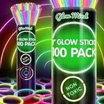 100 Ultra Bright Glow Sticks Bulk - Halloween Glow in The Dark Party Supplies Pack - 8" Glowsticks Party Favors with Bracelets and Necklaces