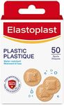 Elastoplast Plastic Water-Resistant Bandages for Small Wound Care and First Aid Kit, Discreet Size, Strong Adhesion, Repel Water and Dirt, Bacteria Shield, First Aid Supplies, 50 Spots, Beige