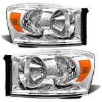 ADCARLIGHTS Headlight Assembly Compatible with 2006 2007 2008 Dodge Ram 1500/2006 2007 2008 2009 Dodge Ram 2500 3500 Chrome Housing Amber Reflector Driver and Passenger Side