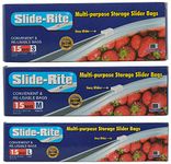 Slide-Rite Plastic Multi-Purpose Storage Slider Bag, 250, 500 GM, 1kg (Pack of 45 Piece) Colour - clear