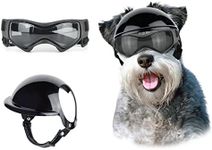 NAMSAN Dog Helmet and Sunglasses for Small-Medium Dogs, UV Protection Dog Goggles Sport Hat for Small Dogs, Cool Black