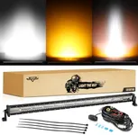 Auxbeam LED Straight Light Bar 50 Inch 288W Amber White Fog Lights, 6 Modes Strobe Yellow Offroad Driving Work Light with Memory Function for Truck Boat Jeep