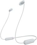 Sony WI-C100 Wireless in-Ear Headphones - Up to 25 Hours of Battery Life - Water Resistant -Built-in mic for Phone Calls - Voice Assistant Compatible - Reliable Bluetooth® Connection - White