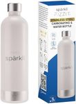 Stainless Steel Carbonation Bottle and Water Bottle | Compatible With Philips Carbonation Soda Maker and Aarke Soda Makers, Dishwasher Safe (White-SS-Bottle)