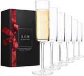 ELIXIR GLASSWARE Champagne Flutes - 6 oz - Set of 6 Edge Champagne Glasses - Modern & Elegant Crystal Wine Glasses Drinking Set - Wedding Champagne Flute Glasses - Prosecco Wine Flute