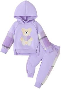 12 Month Girl Clothes Baby Girl Fall Winter Clothes Plaid Patchwork Sleeve Hoodies Sweatpants Sweatsuit 1St Birthday Baby Girl Outfit 12-18 Months