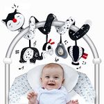 Fati Car Seat Toys For Babies 0-6 Months, Black And White Spiral Carseat Toys For Infant 0-3 Months, High Contrast Toys For 3-6 Months Newborn Toys, Stroller Toys For 0 3 6 9 12 Months Baby Ideal Gift