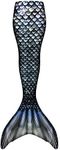 Fin Fun Wear-Resistant Mermaid Tail for Swimming, NO Monofin, Barracuda Black, Adult S