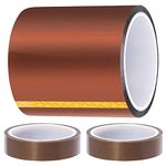 Youmile High Temp Tape Polyimide Heat Resistant Tape 100mm x 33m(108ft) Thermal Tape Silicone Adhesive Tape High Temperature Tape for 3D Printer, Soldering with 2 Rolls 15mm x 10m(33ft) Teflon Tape