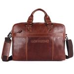 GINO JOHNSON Luxury Office Laptop Bag Briefcase Unisex - Italian Premium Pulup Genuine Leather Bag For Men Sling,Side,Messenger 14/15.6/16 Inch Macbook/Notebook/Laptop bag Women &Trolley Strap (Brown)