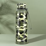 Borosil Hydra Trek Military 700 ml Stainless Steel Water Bottle | Double Wall Vacuum Insulated Flask, Green | 20 Hours Hot & 24 Hours Cold | Ideal for Personal & Corporate Gifting | 1 Year Warranty