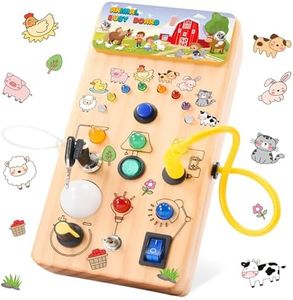 Notique Montessori Busy Board, Toddler Toys Sensory Board for 1+ Year Old with 8 Light Switch, Busy Board Wooden Toys for Kids Toys for 1-3 Years Boys Girls Gifts Educational Learning Toys(Farm)