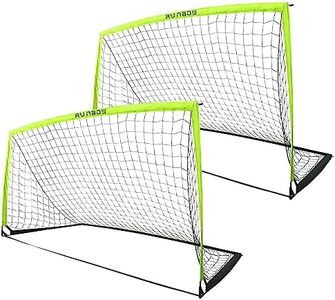 RUNBOW 9x5 ft Portable Kids Soccer Goal for Backyard Adult Junior Large Practice Soccer Net with Carry Bag Set of 2 (9x5ft, Light Yellow, 2 Pack)