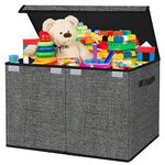 Large Toy Box Storage Chest for Kids Boys,Collapsible Toy Bin Organizer Basket with Lids for Blanket,Toys,Toddler,Nursery,Playroom (Black)