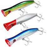 THKFISH Topwater Fishing Lures GT Popper Lure Saltwater Fishing Lures Tuna Fishing Hard Lures Mixedcolor 3pcs