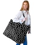 Fit & Fresh All The Things Weekender Bag for Women, Large Tote Bag For Women, Travel Bag For Women, Overnight Bag, Beach Bag, Extra Large Tote Bag With Compartments, Black and White Dot